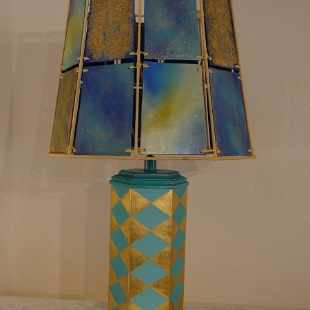 lampe-turquoise-feuille-dor